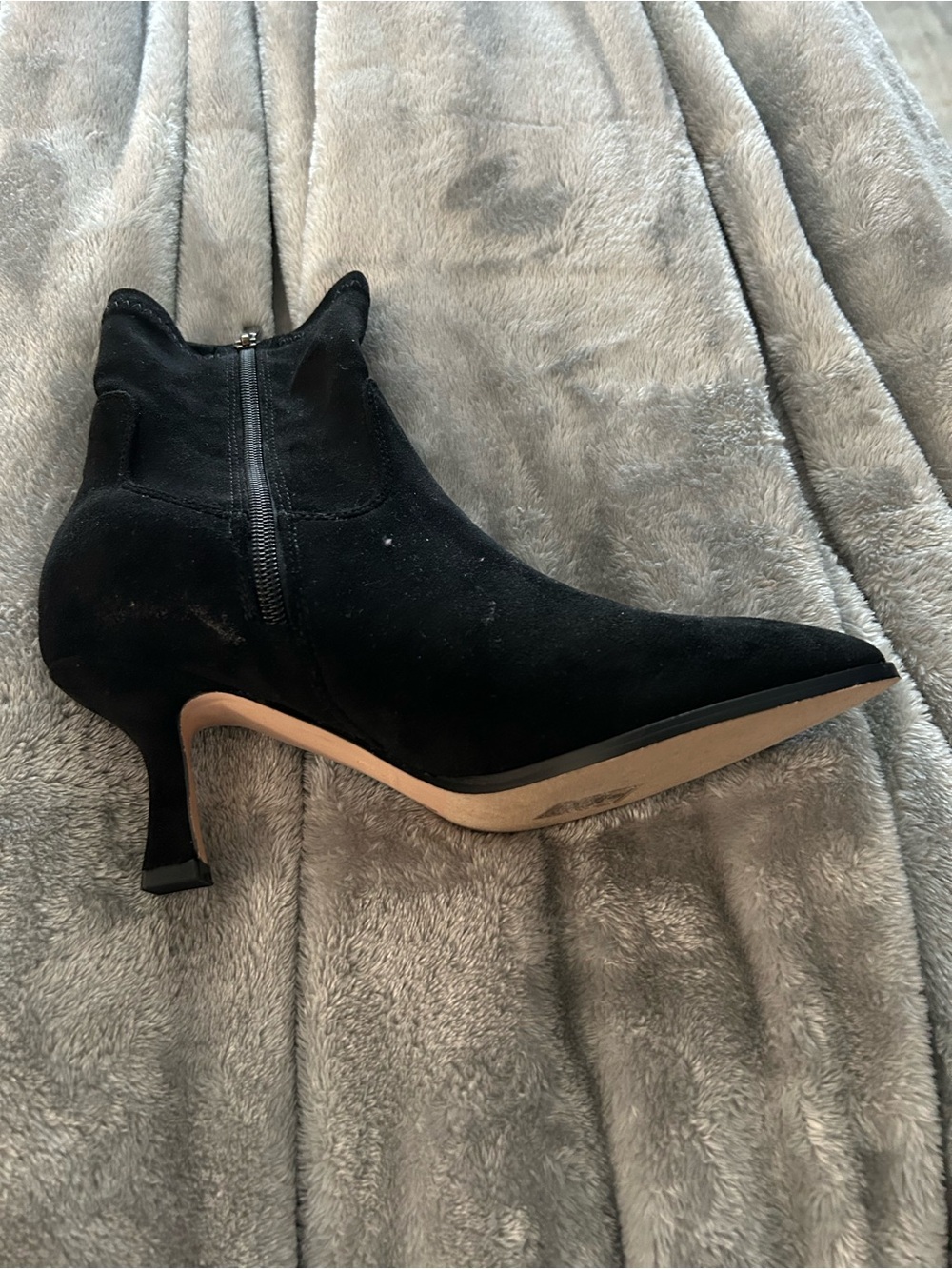 Catherine Malandrino Black Suede Pointed-Toe Ankle Booties